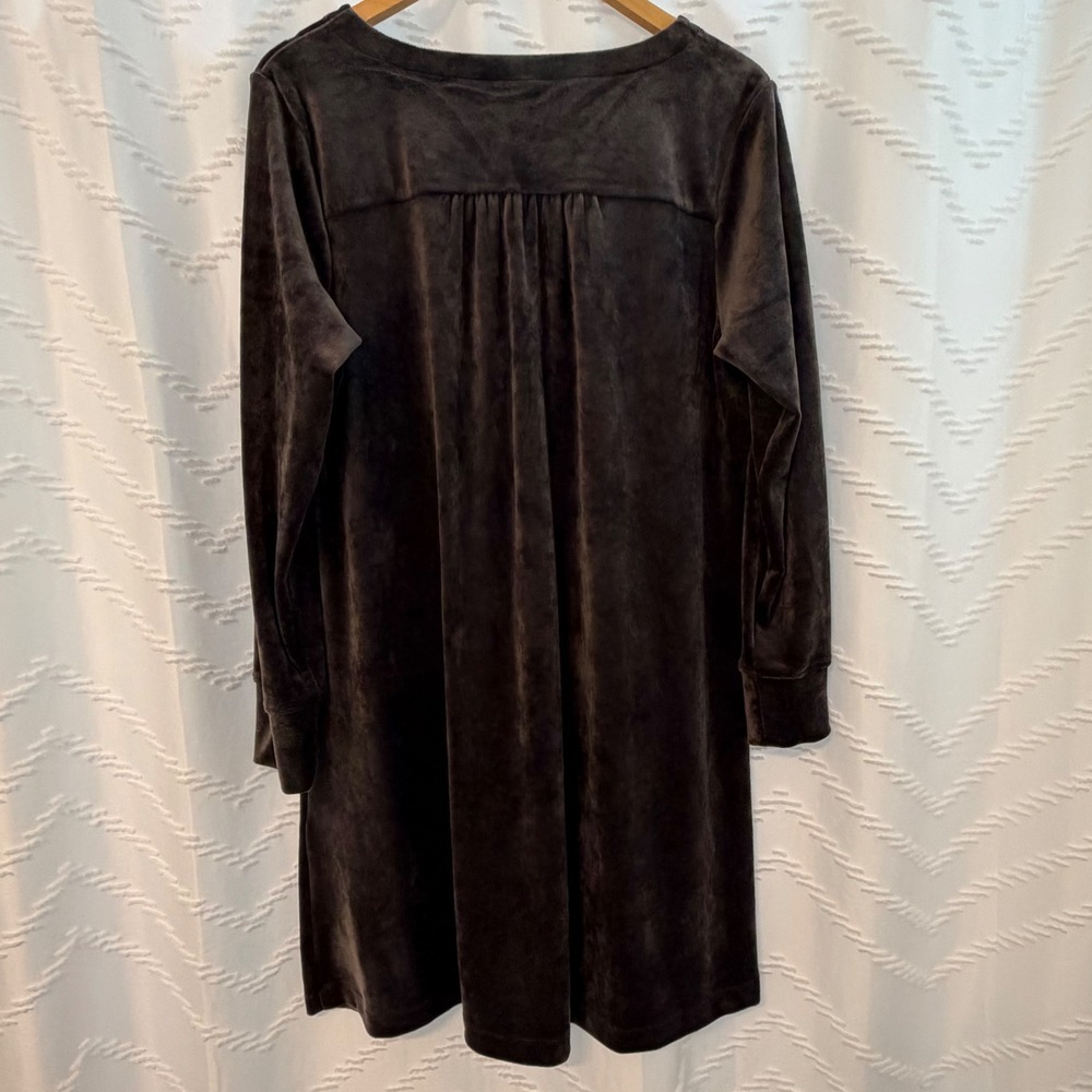 Pure Jill J. Jill Licorice Velour V-Neck Pocket Dress Petite Large JEZLP 230662 - Picture 2 of 6